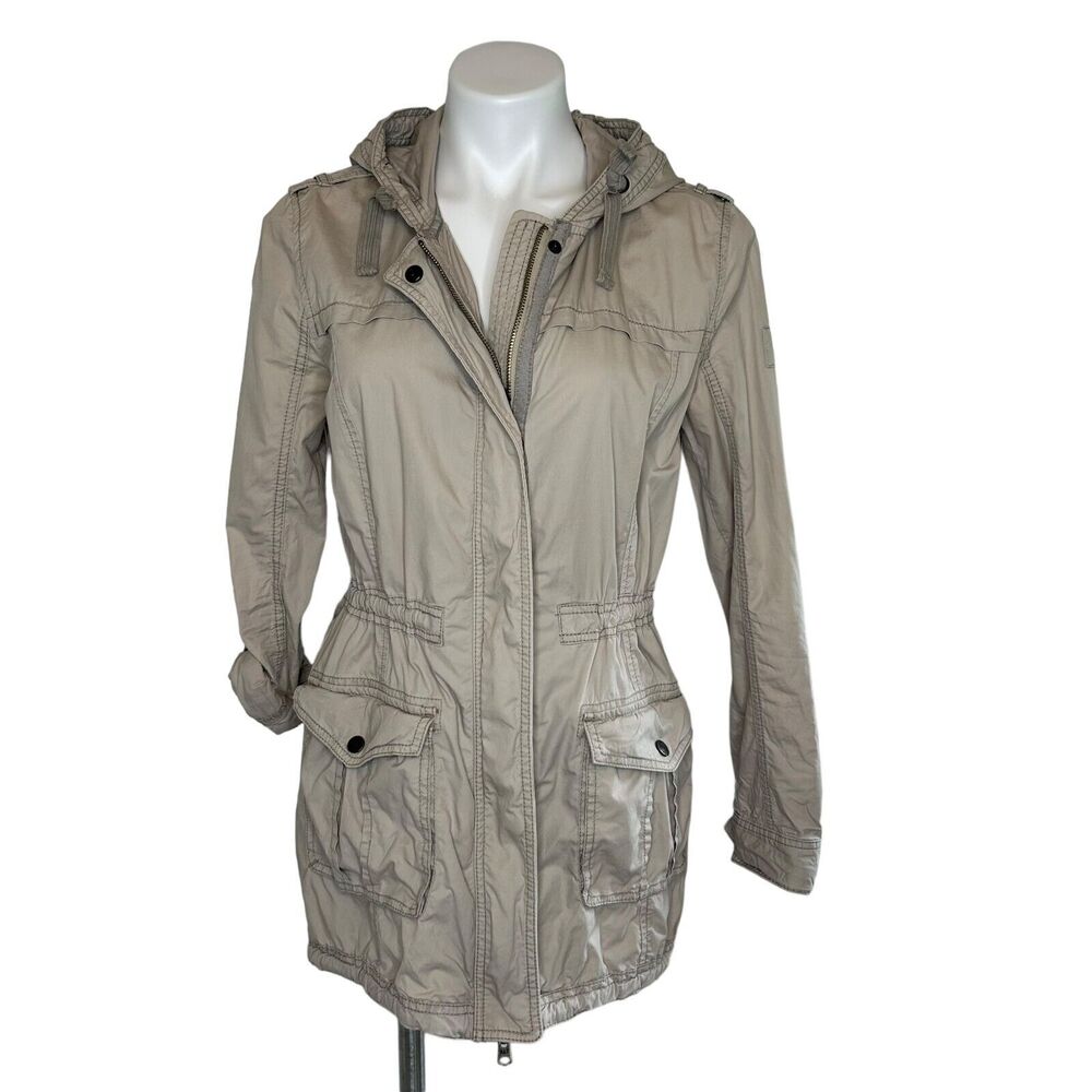 A&F Womens Size S Tan Hoodie Snap Jacket‎ Cotton Abercrombie Fitch